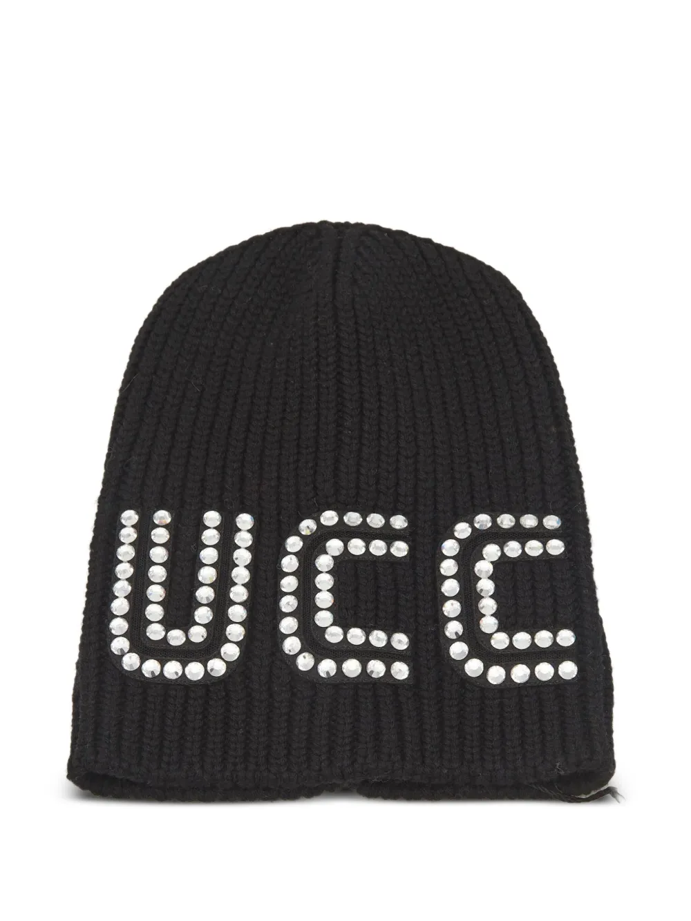 Pre-owned Gucci Guccy Crystal-embellished Beanie In Black