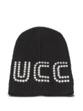 Gucci Pre-Owned Guccy crystal-embellished beanie - Black