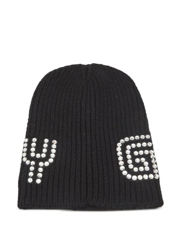 Gucci Dark Knit Crystal embellished Beanie GG wool beanie hat with crystals in black | GUCCI® US main image 2