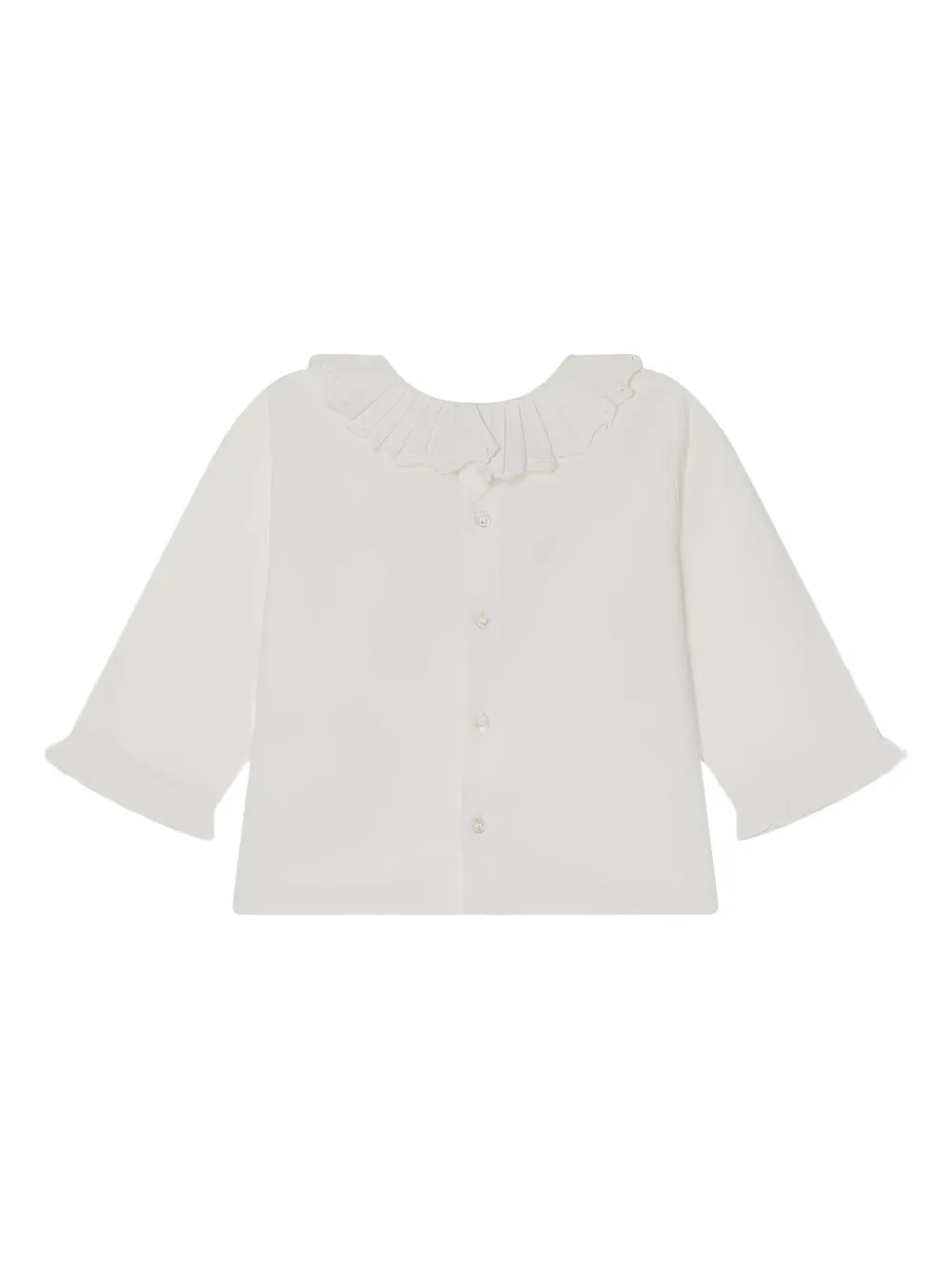 Bonpoint T-shirt met geplooide kraag en lange mouwen Wit