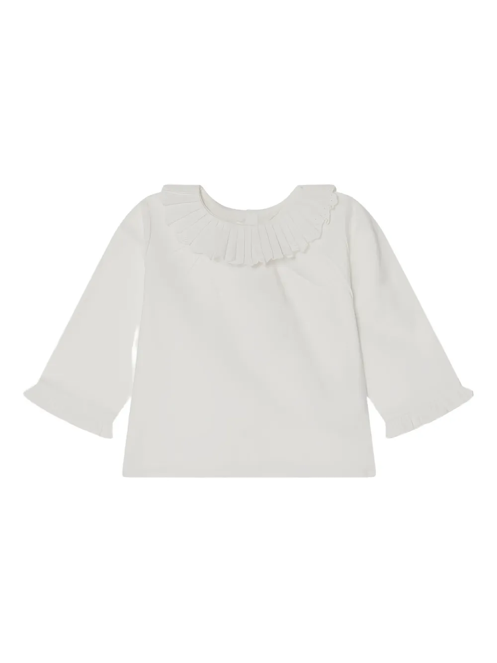 Bonpoint T-shirt met geplooide kraag en lange mouwen Wit