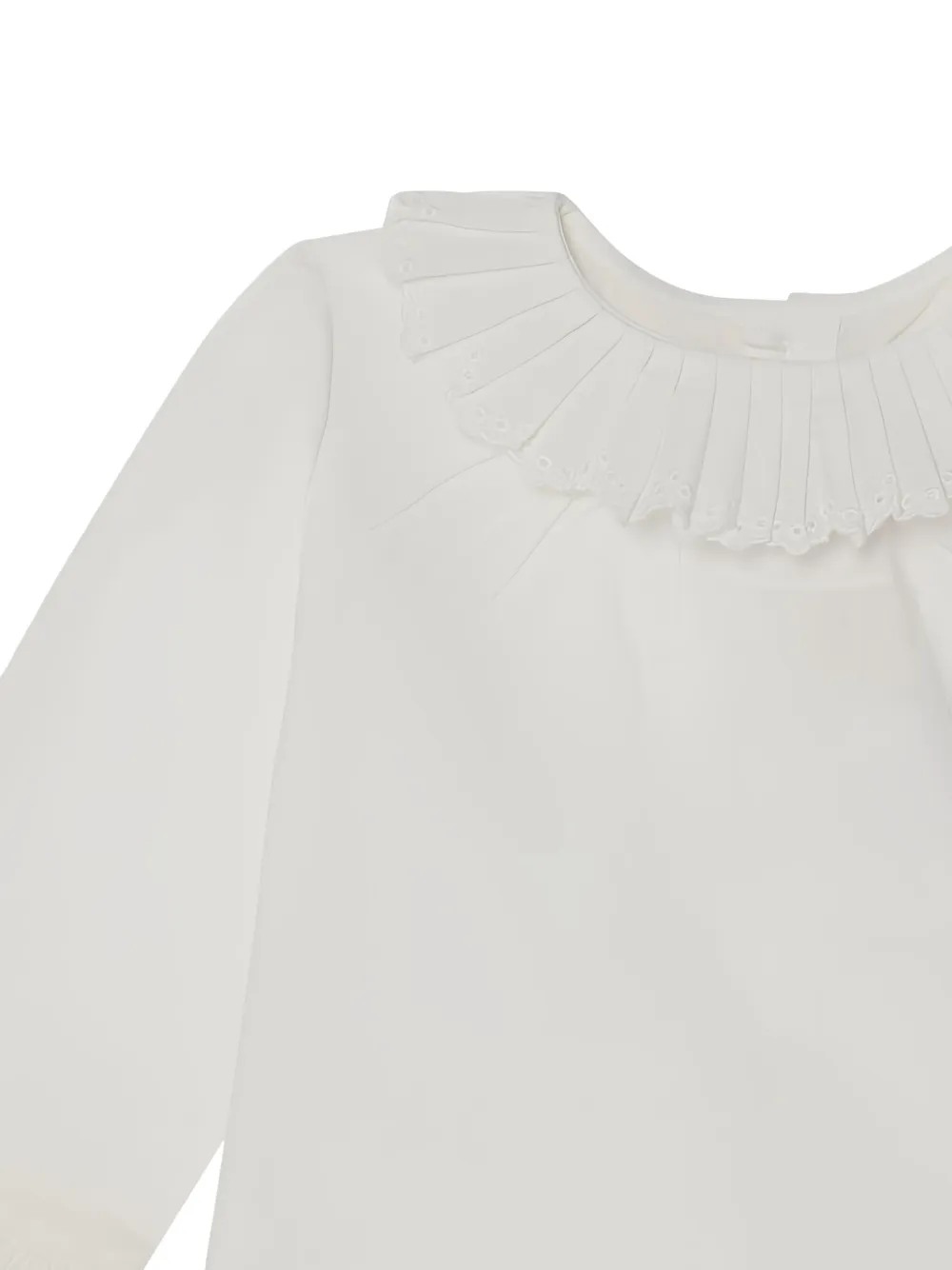 Bonpoint T-shirt met geplooide kraag en lange mouwen Wit