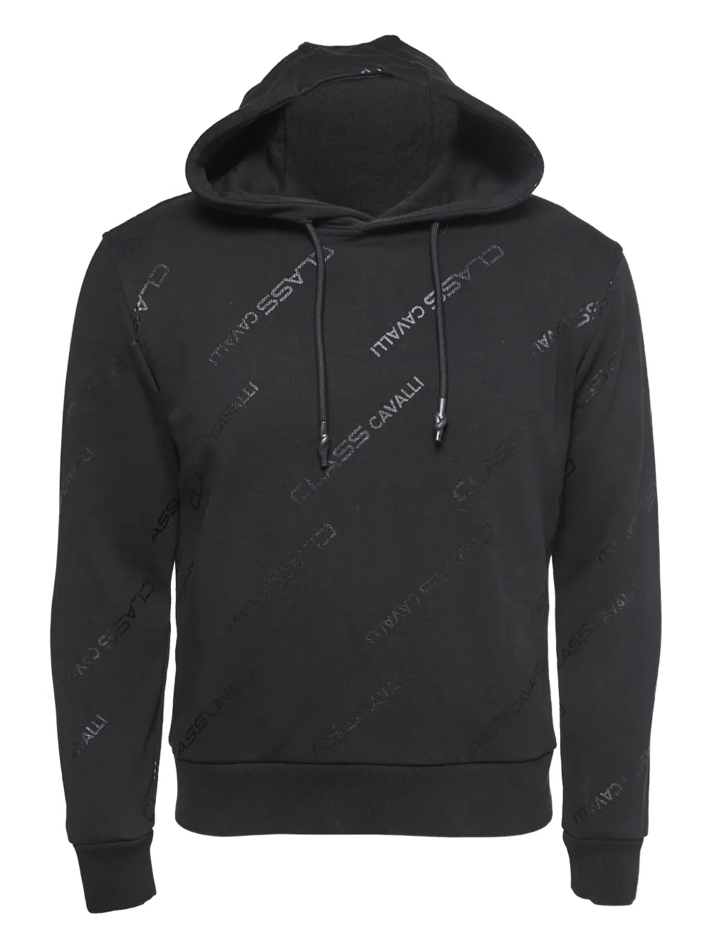 Just Cavalli Vintage embroidered cotton hoodie | Black | Image 1