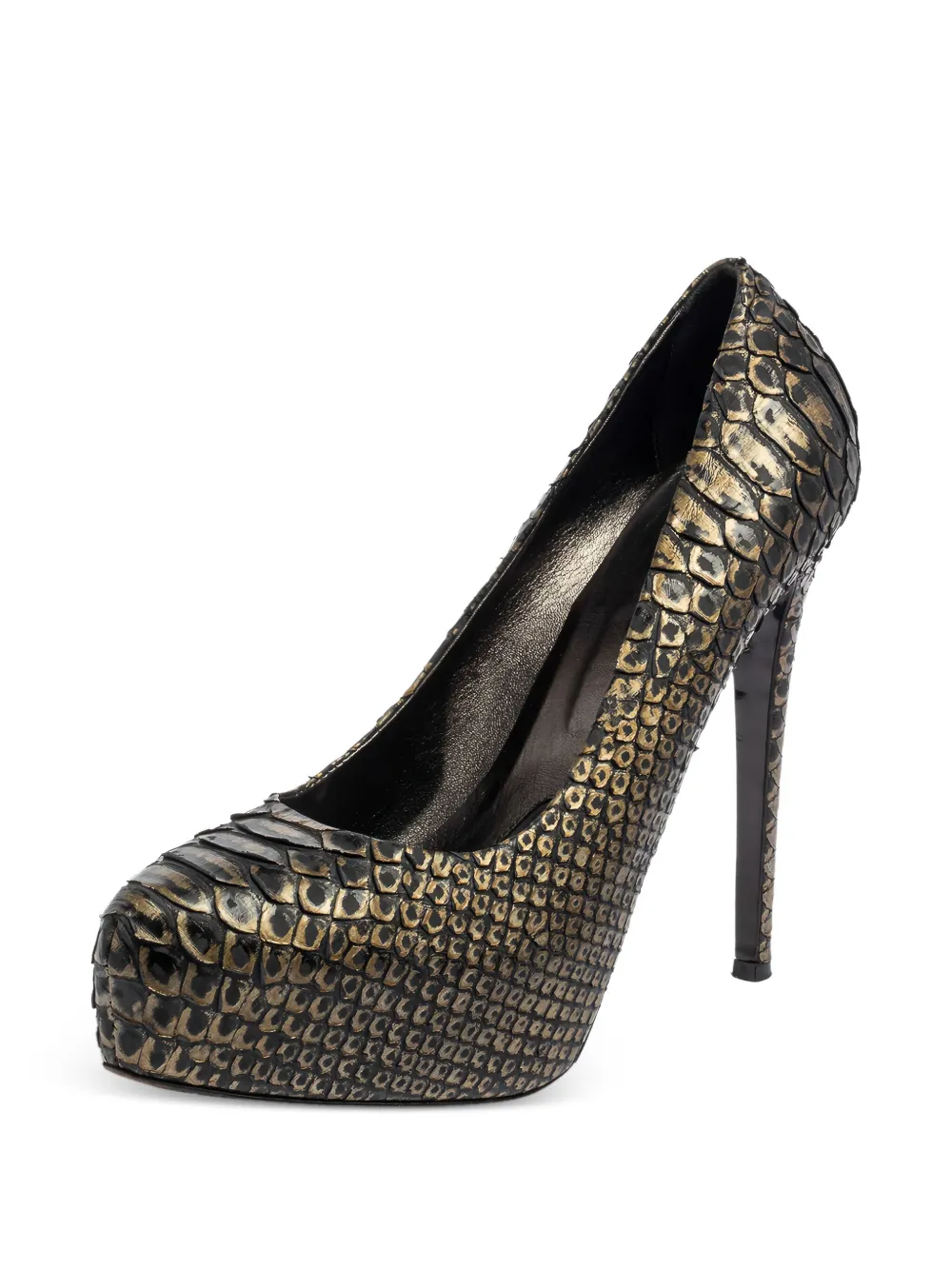Le Silla 135 mm pumps met plateauzool en python-effect - Zwart