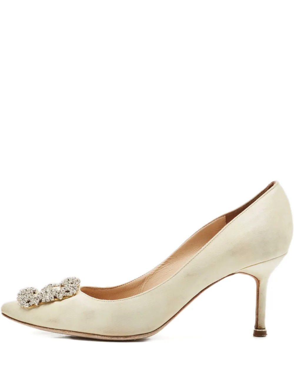 Pre-owned Manolo Blahnik 1160254 Cream In Neutral