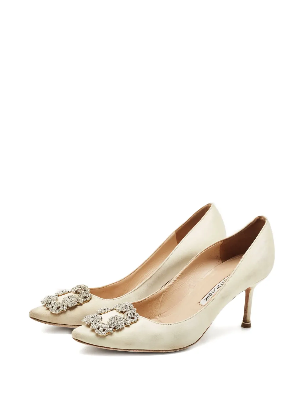 Pre-owned Manolo Blahnik 1160254 Cream In Neutral