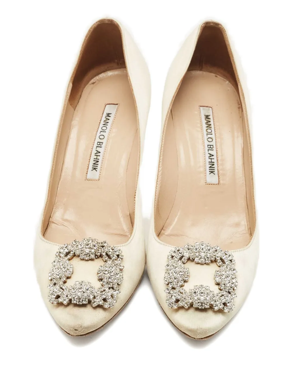 Pre-owned Manolo Blahnik 1160254 Cream In Neutral