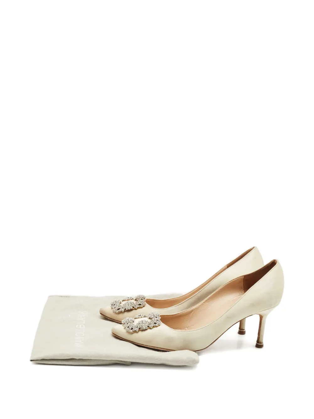 Pre-owned Manolo Blahnik 1160254 Cream In Neutral