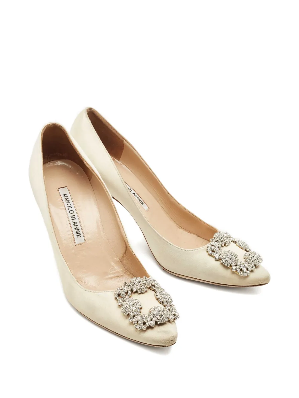 Pre-owned Manolo Blahnik 1160254 Cream In Neutral