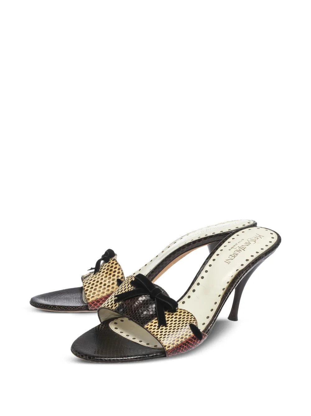 Saint Laurent Pre-Owned Sandalen van slagen-detail en strik - Bruin