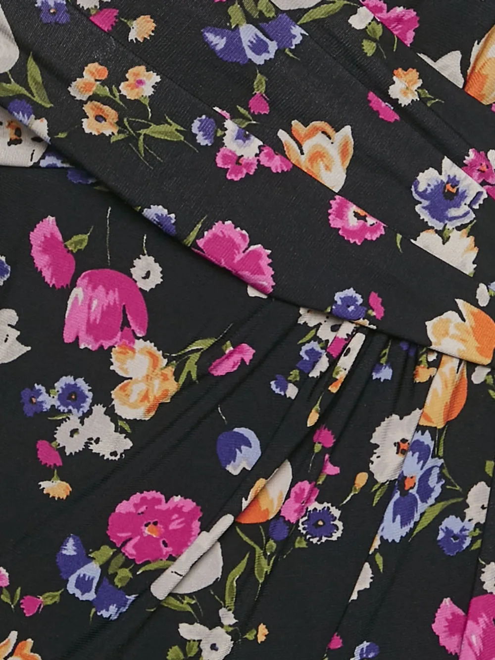 Pre-owned Ralph Lauren Vintage Floral Draped Dress In Blue