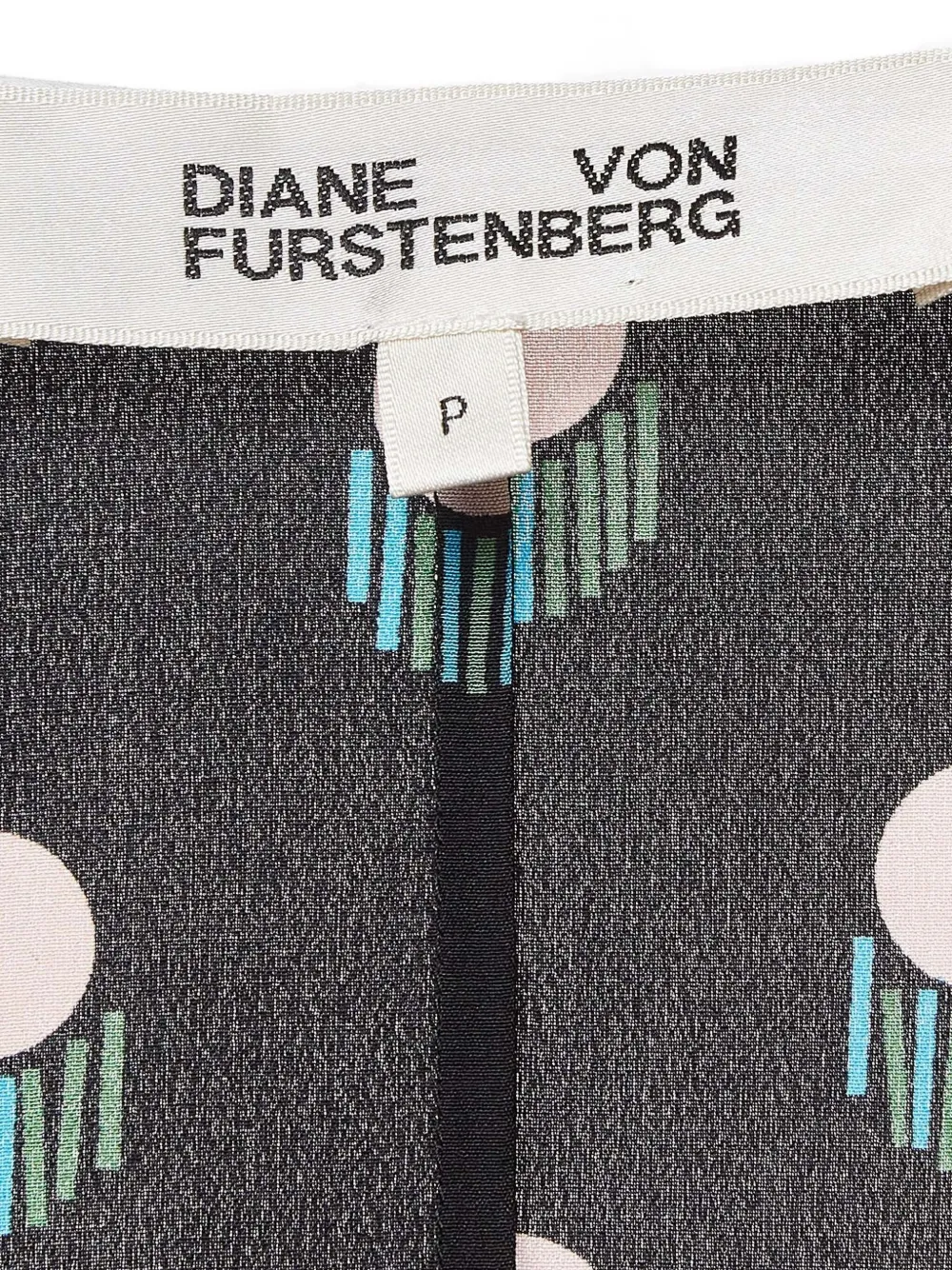 Pre-owned Diane Von Furstenberg Vintage Printed Silk Wrap Top In Black