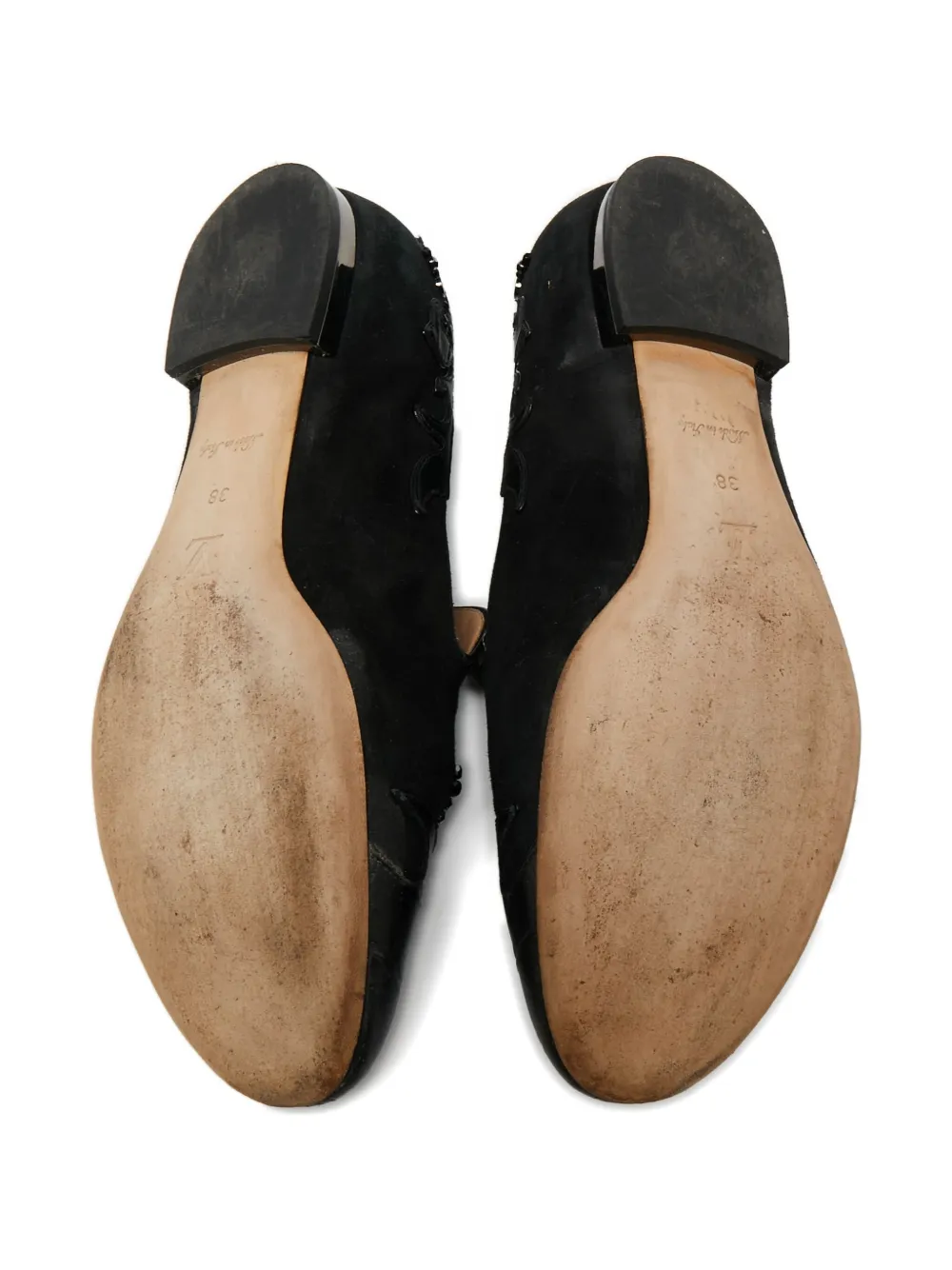 Pre-owned Louis Vuitton Embellished Suede Slippers In Black
