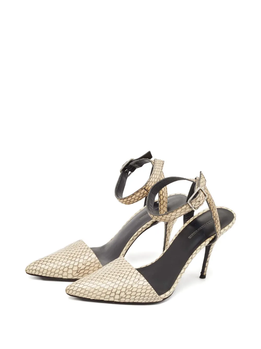 Pre-Owned Alexander Wang 100 mm pumps met slangen-effect en enkelbandje - Beige