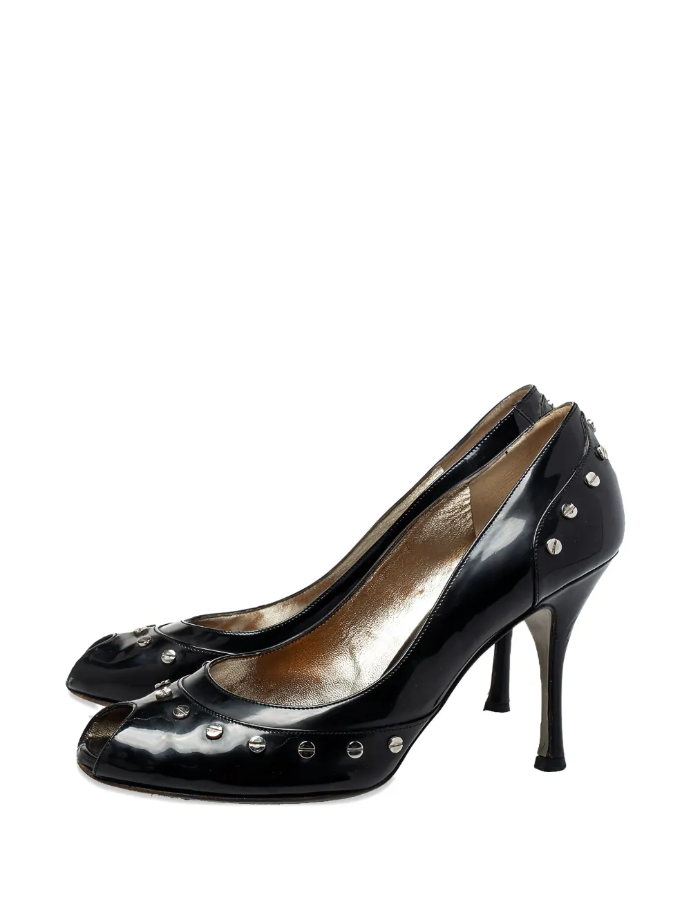 Dolce & Gabbana Pre-Owned Lakleren pumps met open neus en studs - Zwart
