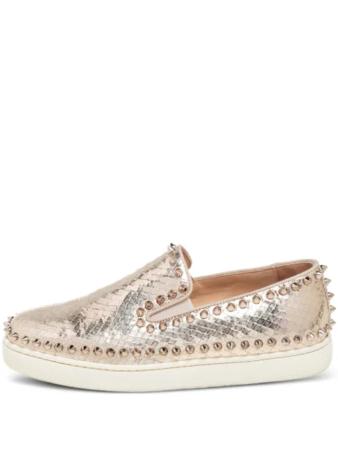 Christian Louboutin Pre-Owned 2024 python-embossed spiked slip-on sneakers