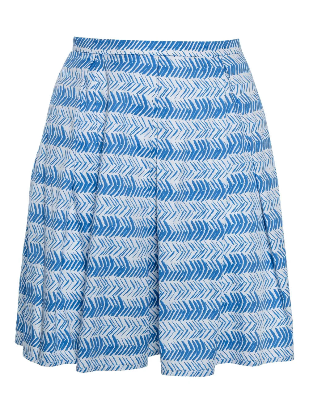 Pre-owned Weekend Max Mara Arrow-print Pleated Mini Skirt In Blue