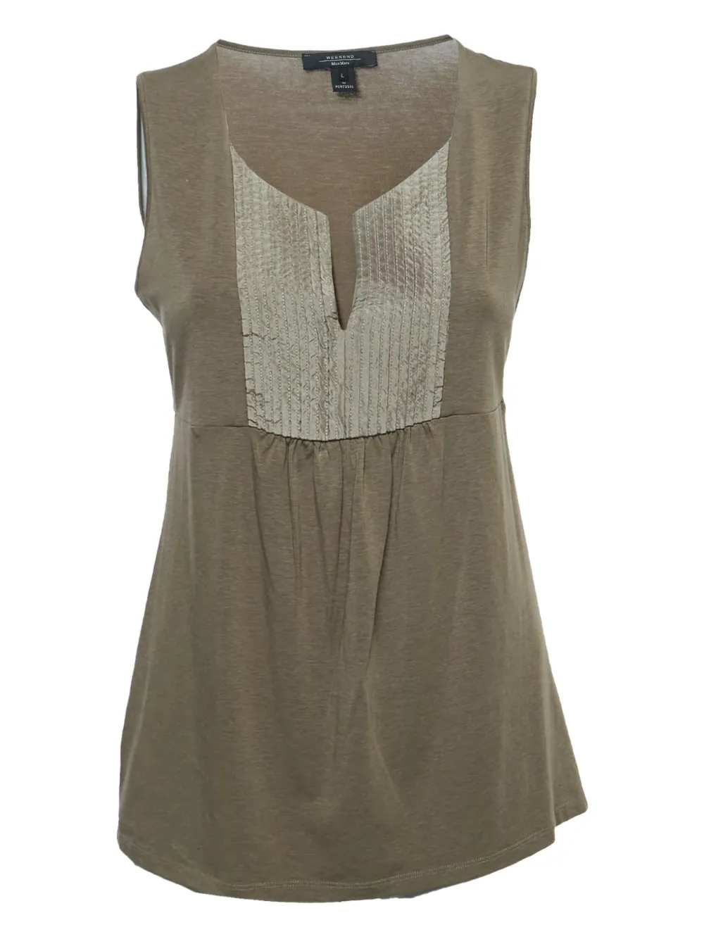 Pre-owned Weekend Max Mara Pleated-panel Sleeveless Blouse In Brown