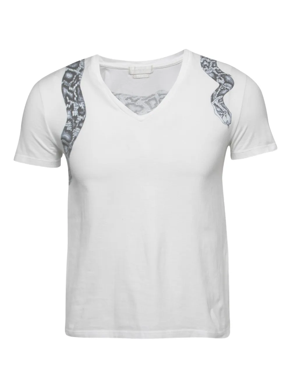 Alexander McQueen Pre-Owned snake-print V-neck T-shirt | White | Image 1