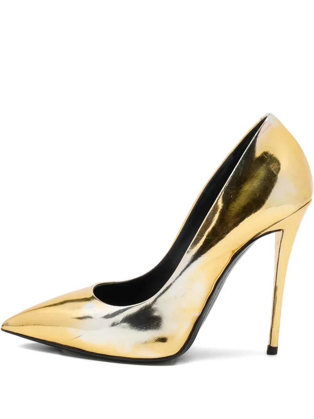 Pre-owned Giuseppe Zanotti Vintage 115mm Metallic-finish Leather Pumps In Gold