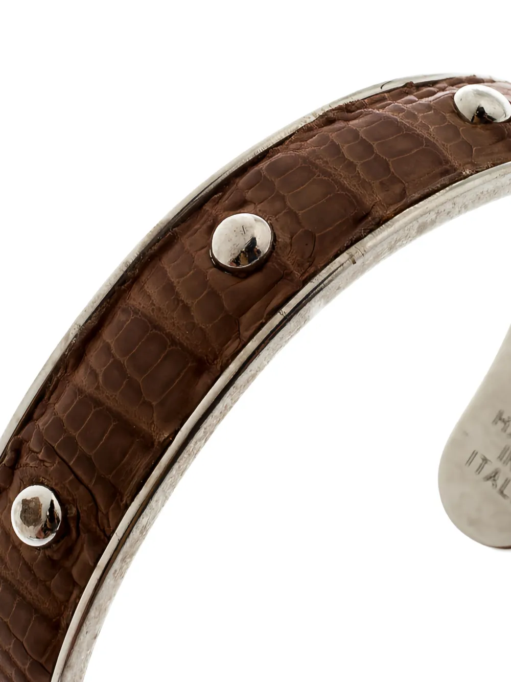Pre-owned Tod's Vintage Leather Studded Bracelet In Silver