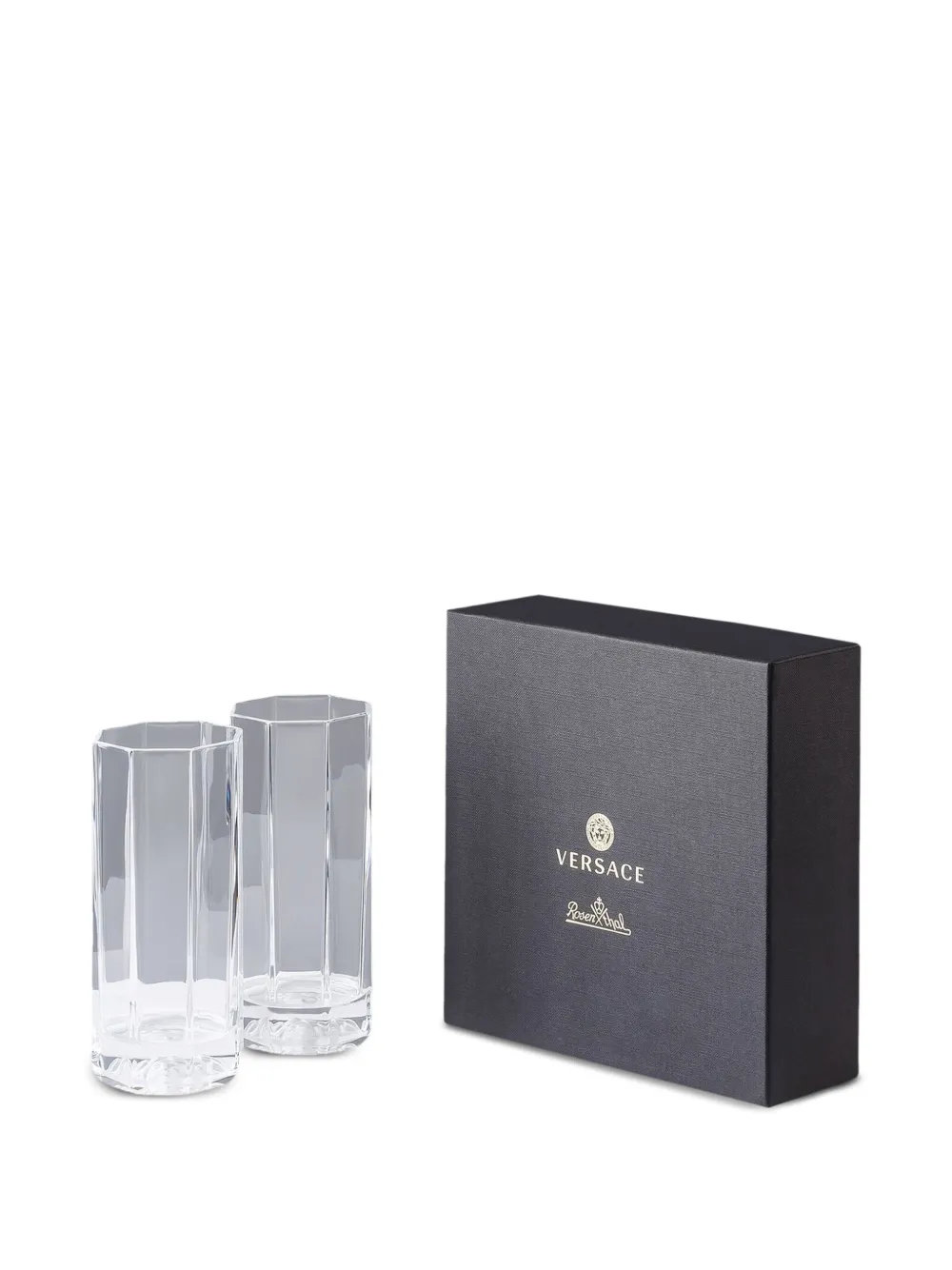 Versace Medusa Lumiere Iced Tea Glasses, Set Of 2 In Transparent