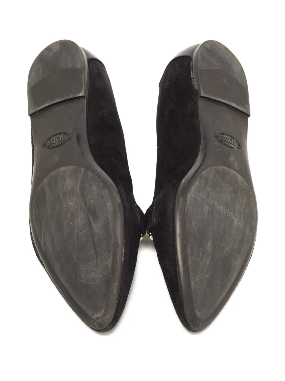 Pre-owned Tod's Vintage Suede Bar-detail Loafers In Black