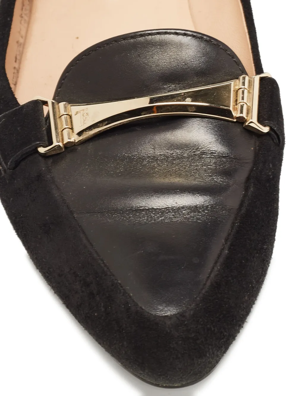 Pre-owned Tod's Vintage Suede Bar-detail Loafers In Black