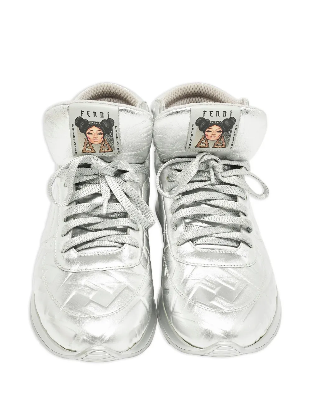 Fendi Pre-Owned x Nicki Minaj high-top sneakers van gelamineerd leer - Zilver
