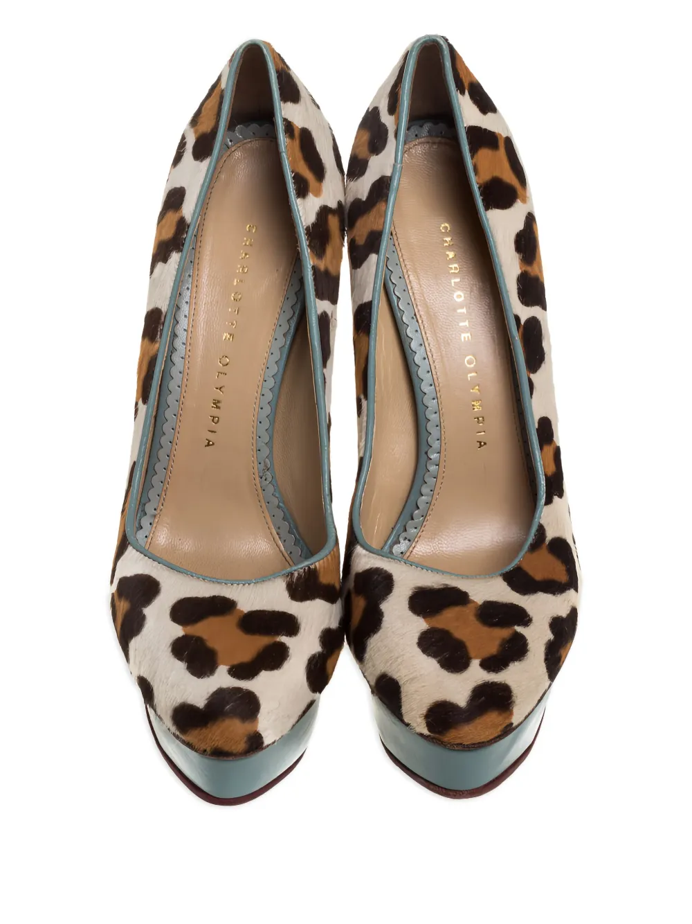 Charlotte Olympia 140 mm pumps met luipaardprint en plateauzool - Bruin