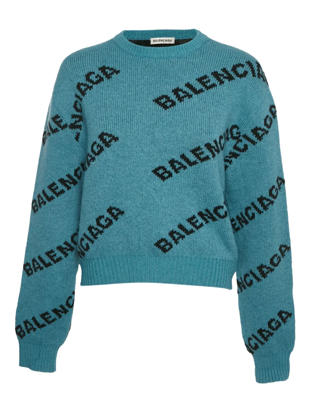 Balenciaga Pre-Owned logo-pattern wool sweater | Blue | Image 1