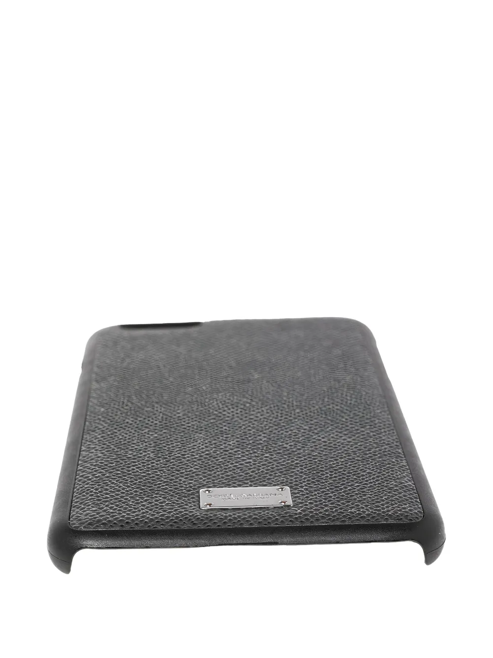 Pre-owned Dolce & Gabbana Leather Logo-plaque Iphone Case In Black