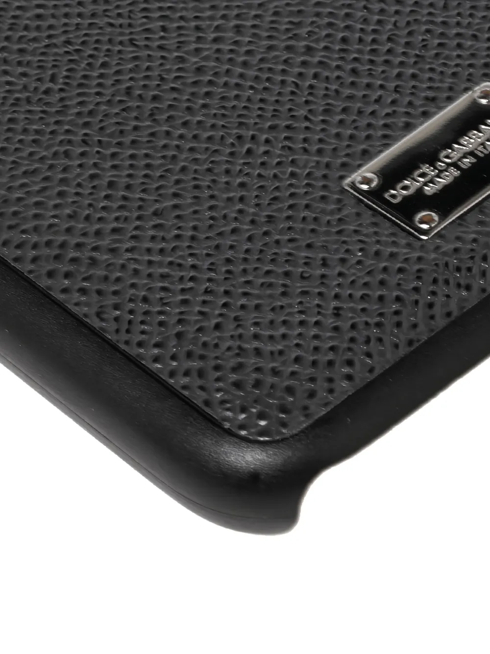 Pre-owned Dolce & Gabbana Leather Logo-plaque Iphone Case In Black