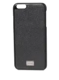 Dolce & Gabbana Pre-Owned leather logo-plaque iPhone case - Black