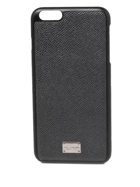 Dolce & Gabbana Pre-Owned leather logo-plaque iPhone case