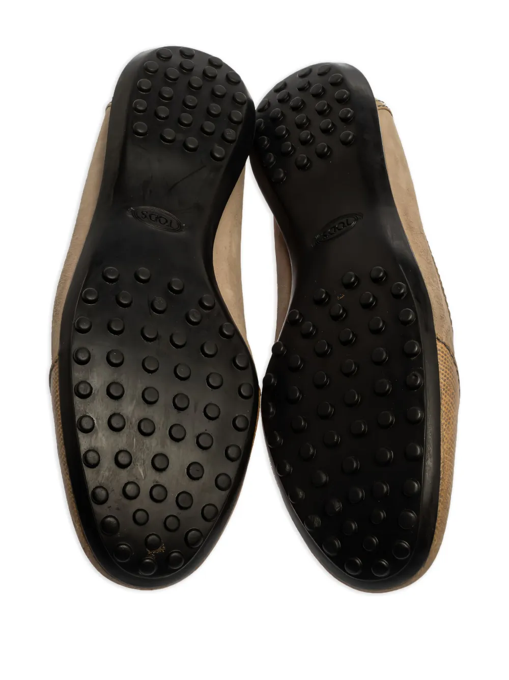 TOD'S VINTAGE Pre-owned Patent Leather Suede Bow Flats In Neutral