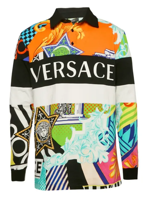 Versace Pre-Owned patchwork-print polo shirt