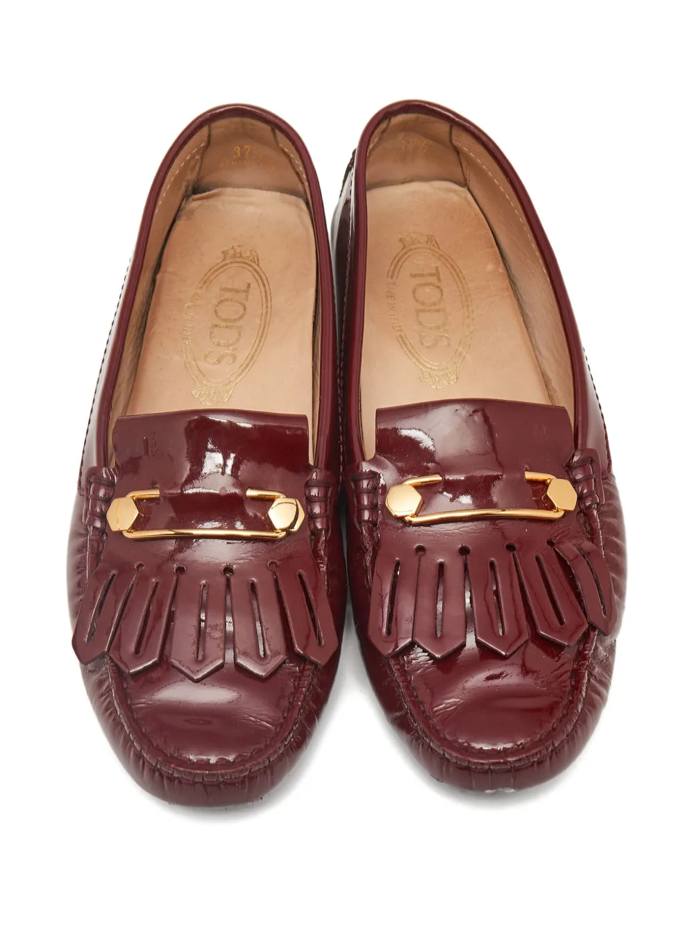 TOD'S VINTAGE Pre-owned Fringe-detail Leather Loafers In Red