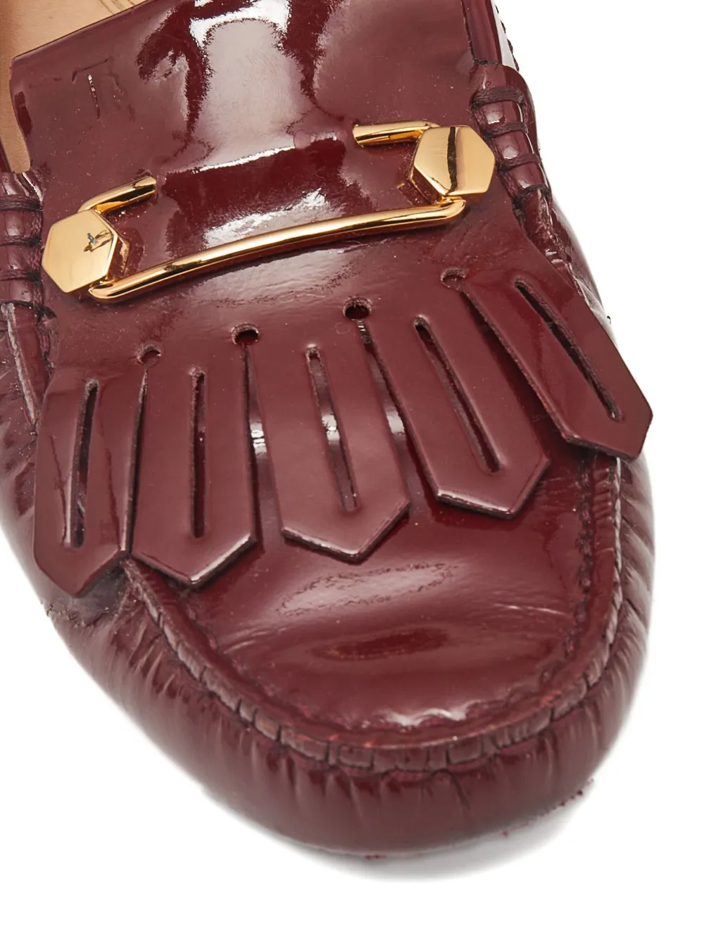 TOD'S VINTAGE Pre-owned Fringe-detail Leather Loafers In Red