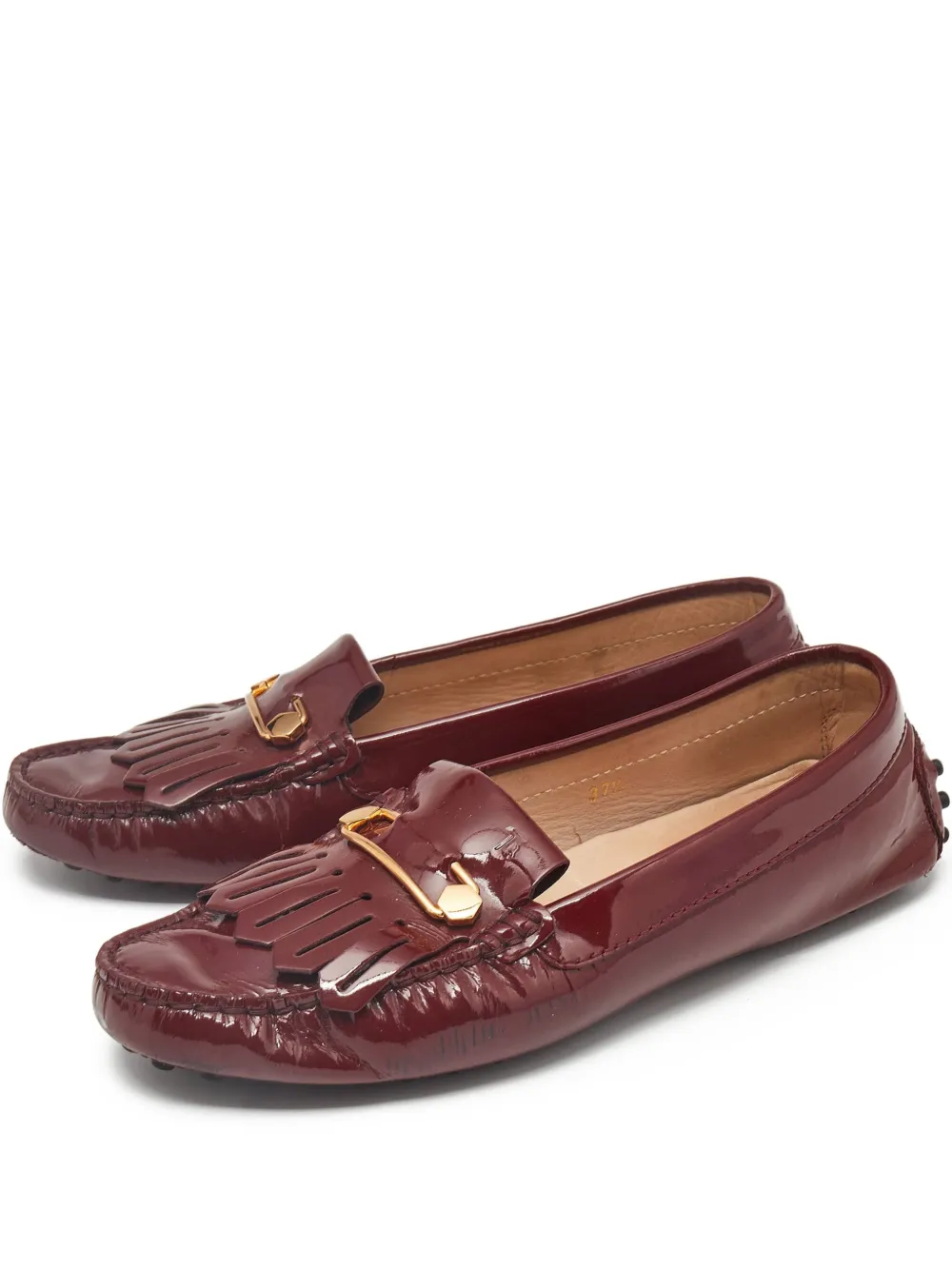 Click to view more detailed imagery on our partner's website Pre-owned Tod's Vintage Fringe-detail Leather Loafers In Red