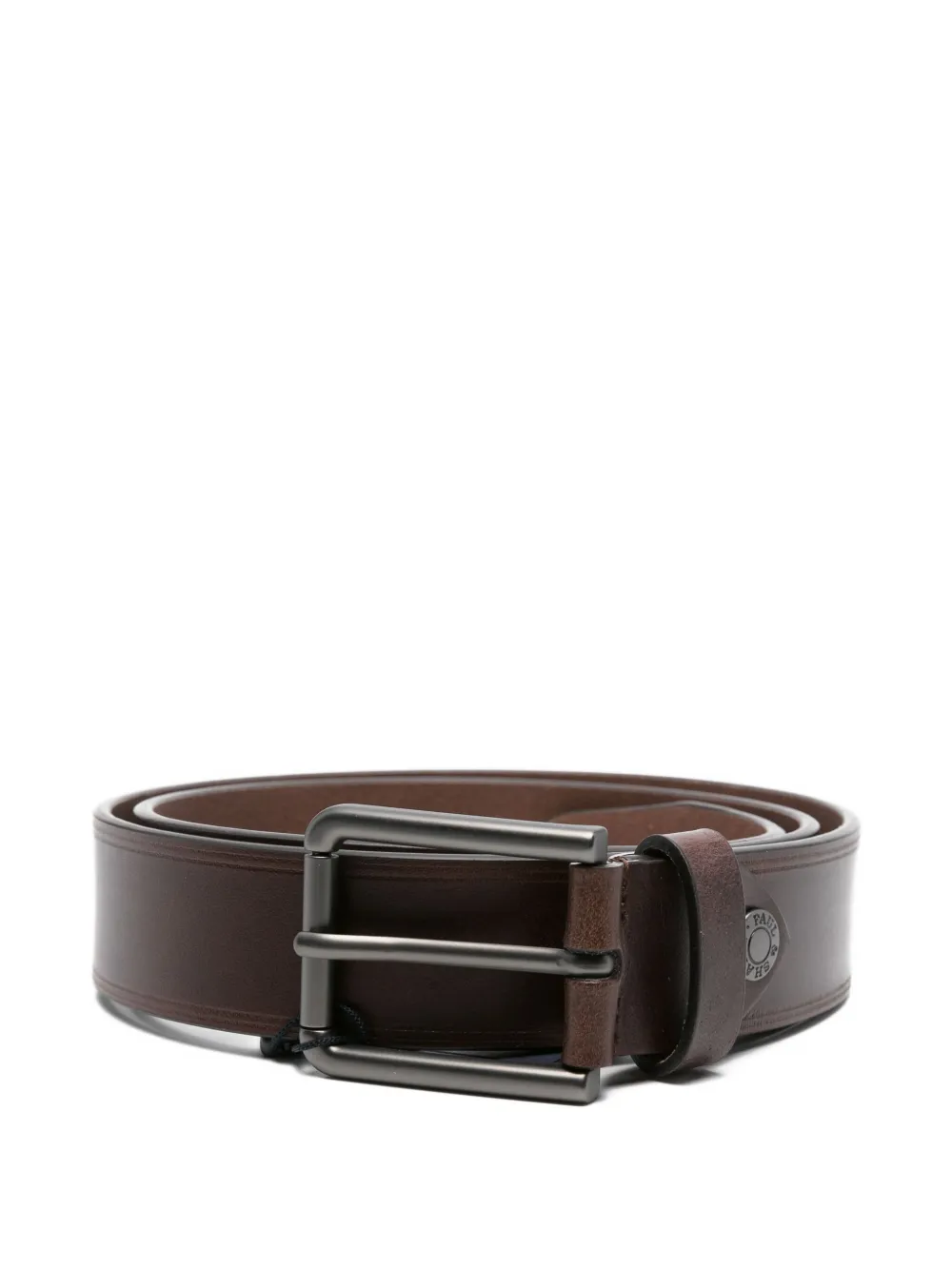 Paul & Shark Leather Gunmetal-buckle Belt In Brown