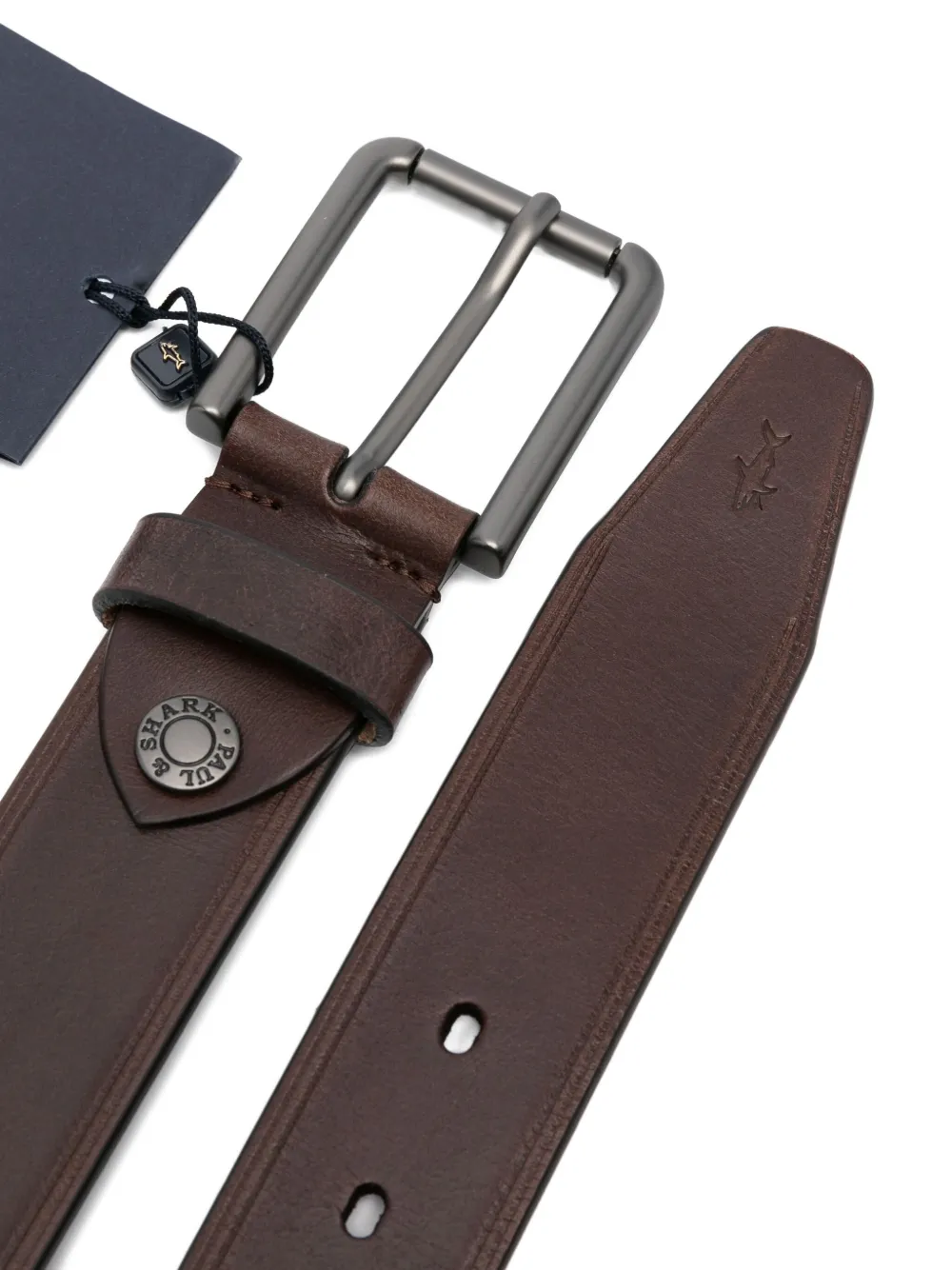 Paul & Shark leather gunmetal-buckle belt - Bruin