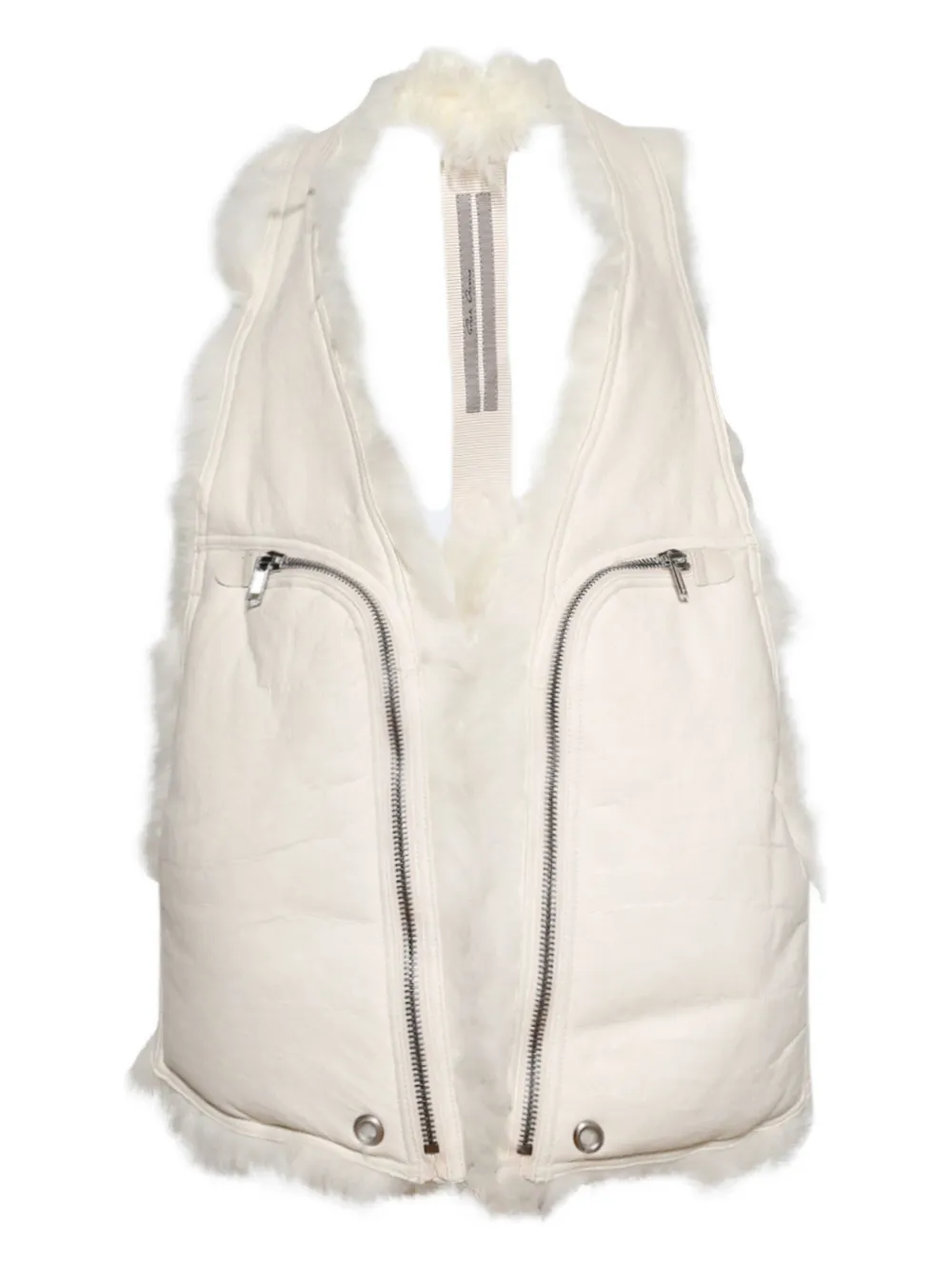Rick Owens Shearling-trim Zip-fastening Gilet In White