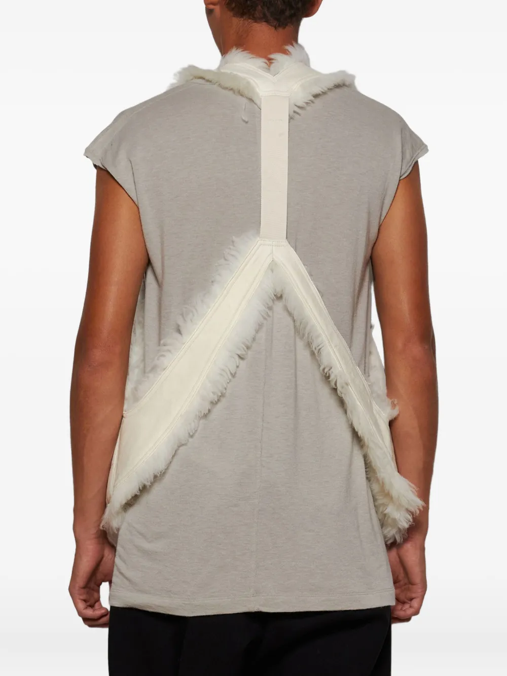 Rick Owens Shearling-trim Zip-fastening Gilet In White