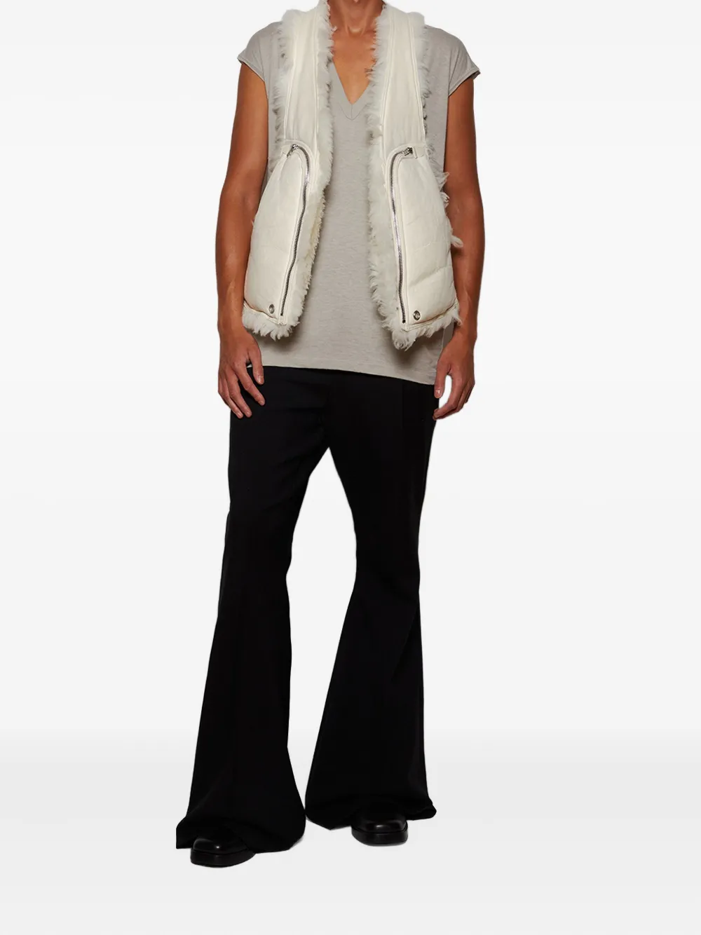 Rick Owens shearling-trim zip-fastening gilet | Waistcoats & Gilets | Image 2