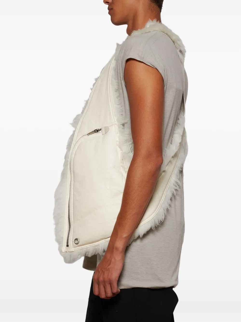 Rick Owens Shearling-trim Zip-fastening Gilet In White