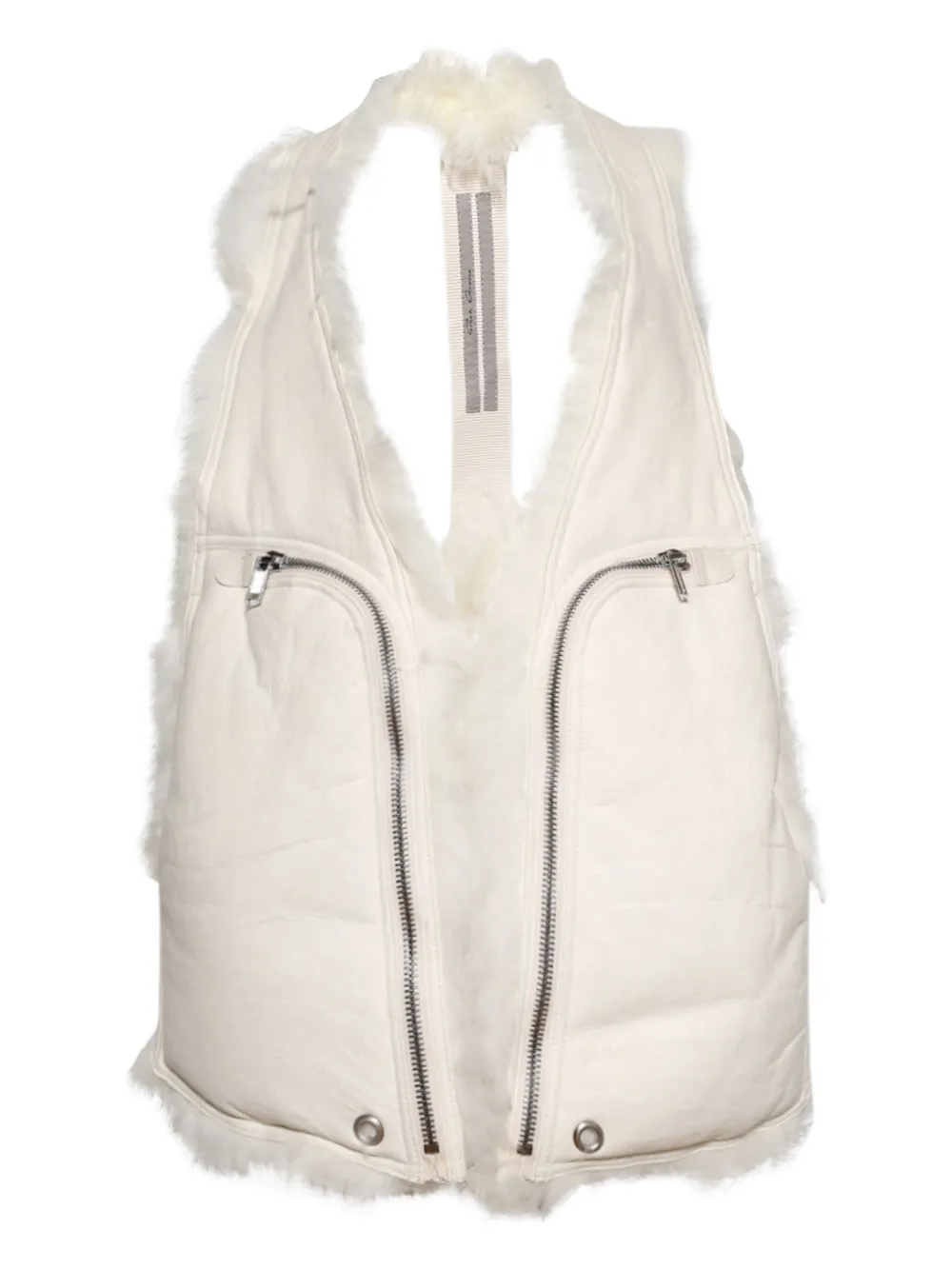 Rick Owens shearling-trim zip-fastening gilet | White | Image 1