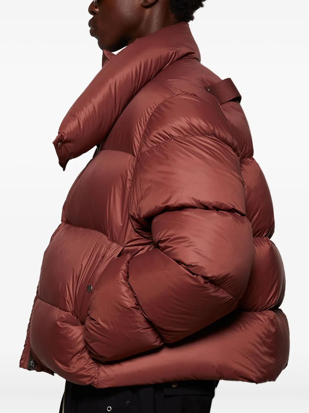 Rick Owens Asymmetric-zip Padded Jacket In Red