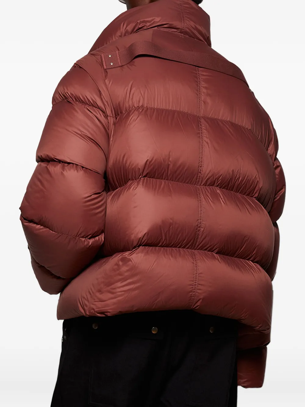 Rick Owens Asymmetric-zip Padded Jacket In Red