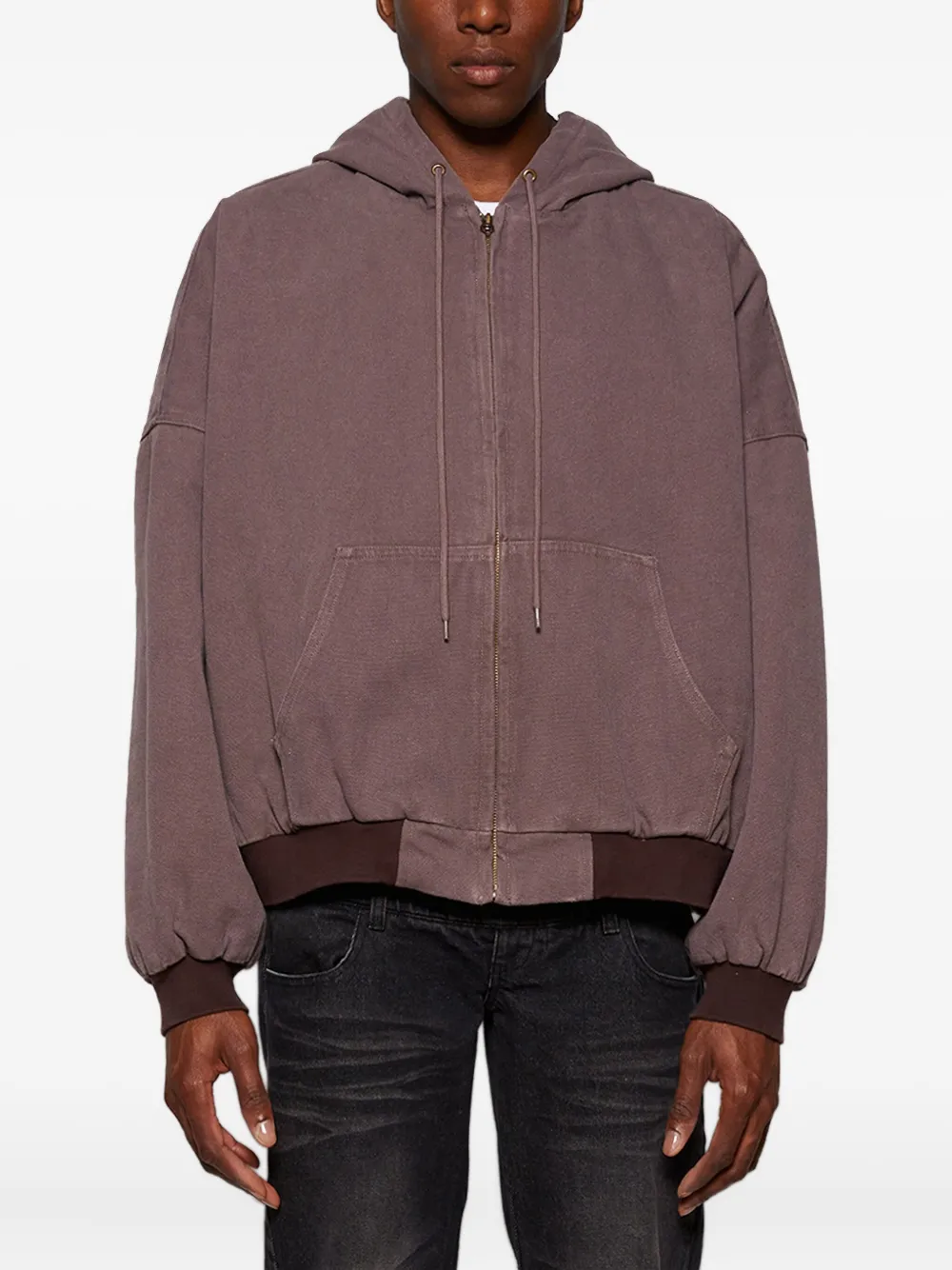 Praying Hooded Zip-up Jacket In Brown